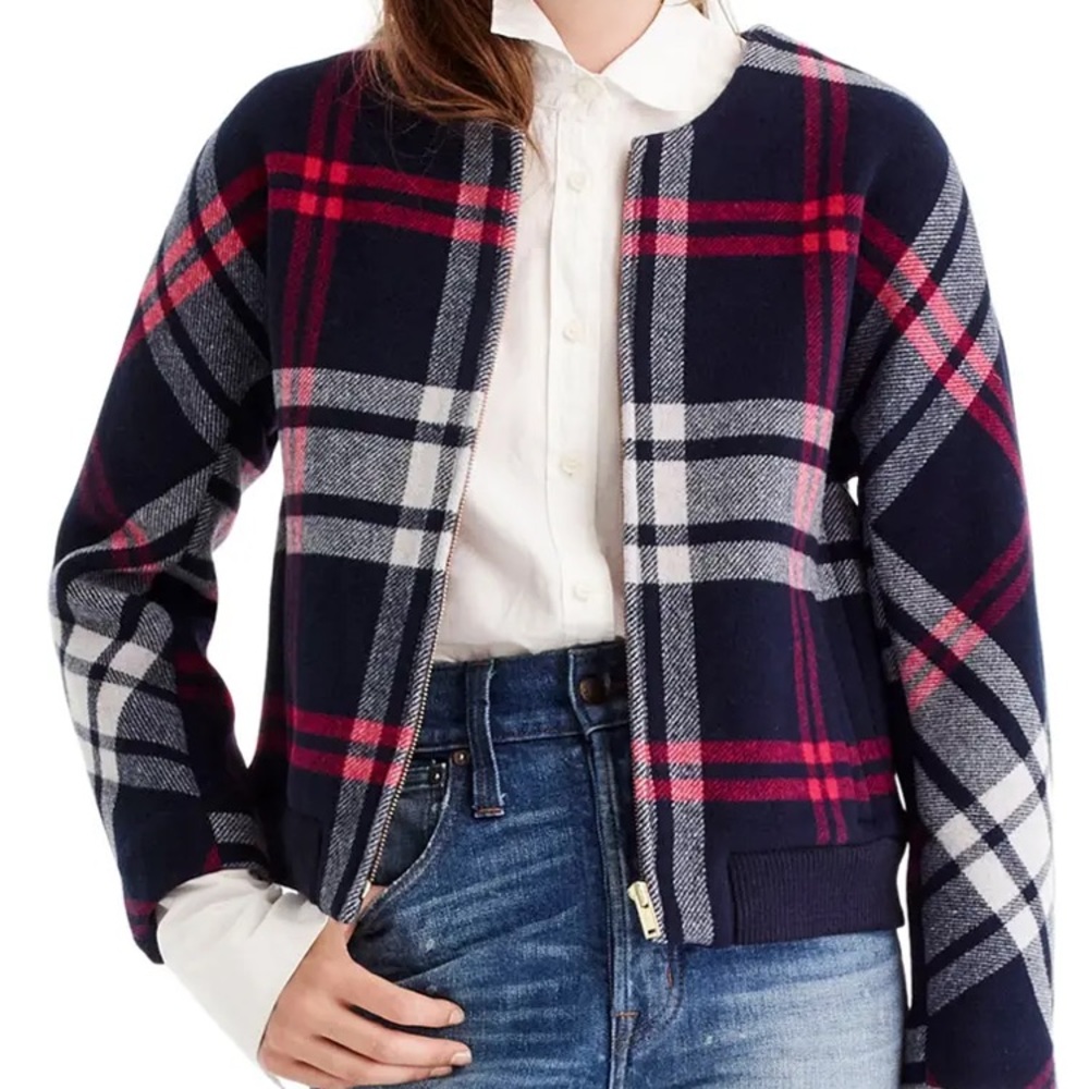 Jcrew Plaid wool bomber xs